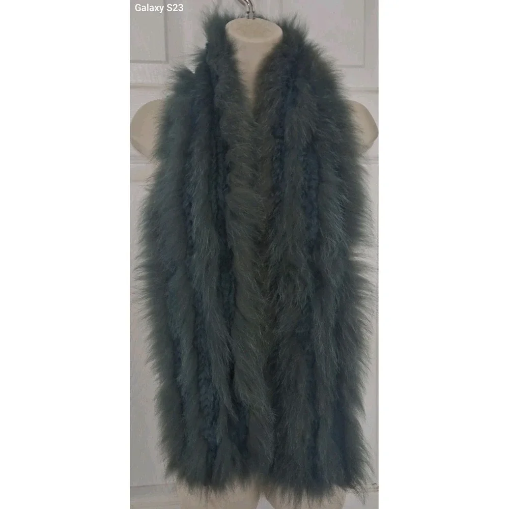 Alice +‎ Olivia Green Dyed Genuine Artic Fox Fur Scarf 56